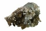 Smoky Quartz and Columnar Calcite Crystal Cluster - China #137647-2